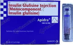 APIDRA 100IU CARTRIDGE OF 3ML SOLUTION FOR INJECTION