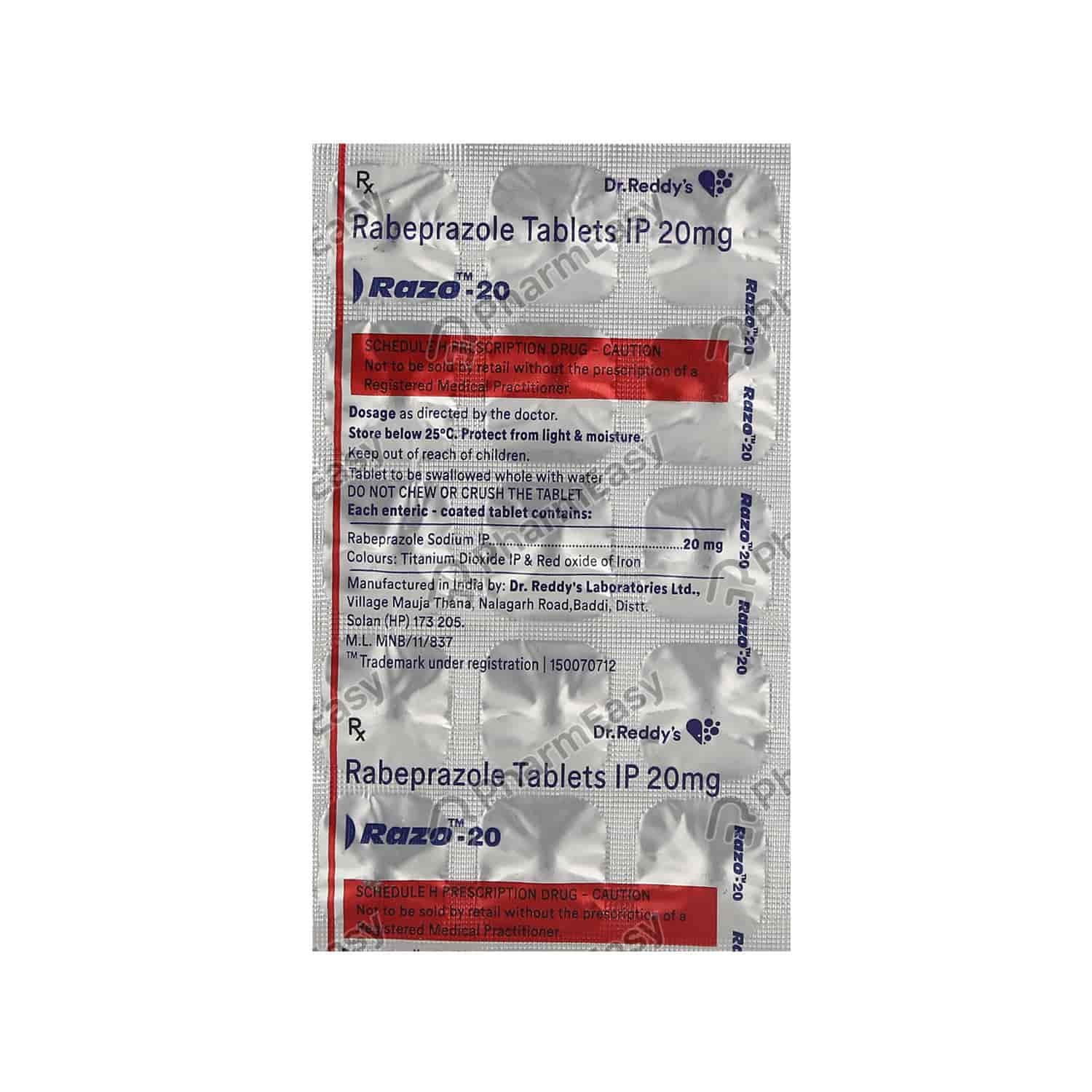 Buy Razo 20mg Strip Of 15 Tablets Online at Flat 18% OFF* | PharmEasy