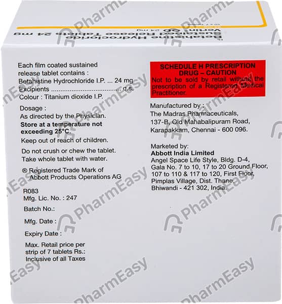 Vertin Od 24mg Strip Of 7 Tablets