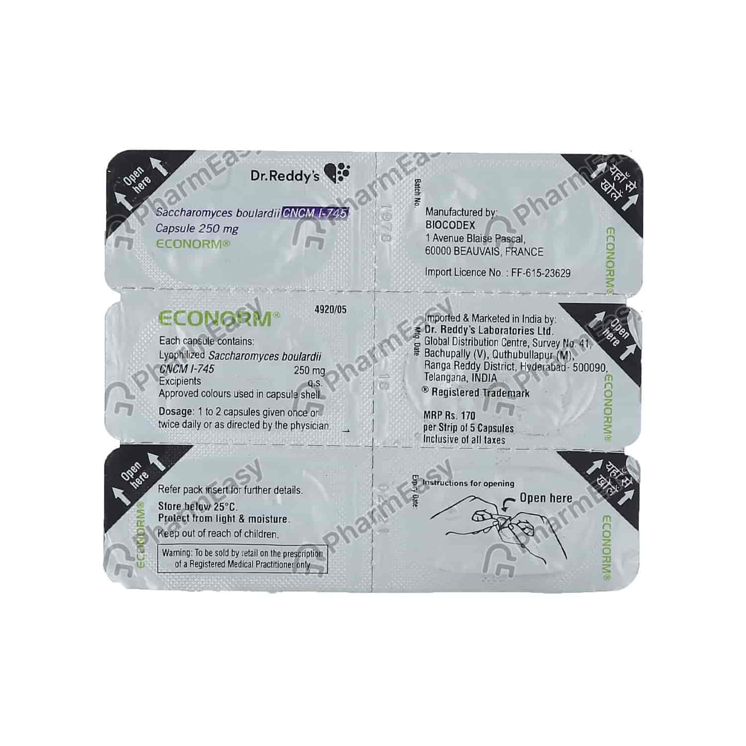 Buy Econorm 250mg Strip Of 5 Capsules Online at Flat 18 OFF* PharmEasy