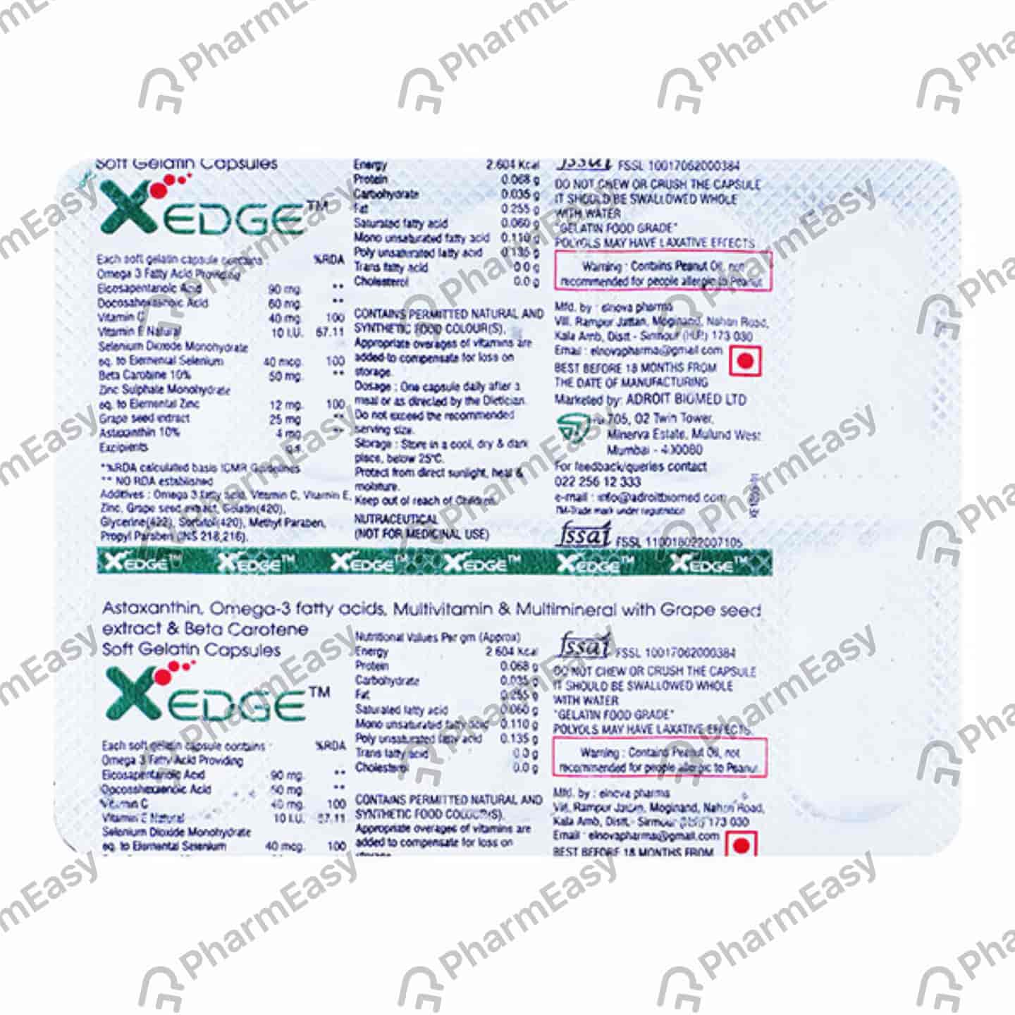 Xedge Strip Of 10 Softgel Capsules