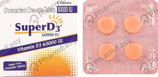 Super D3 60000iu Sugar Free Strip Of 4 Chewable Tablets