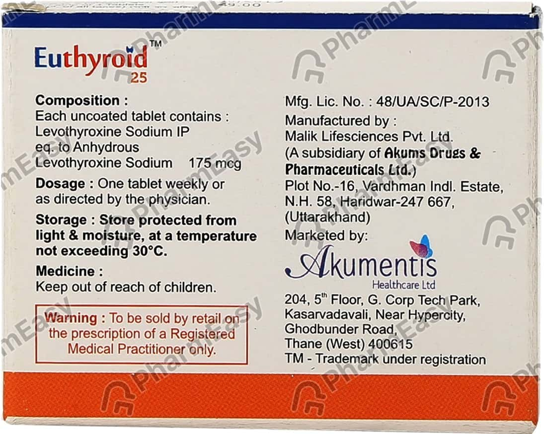 Euthyroid 25 Strip Of 4 Tablets