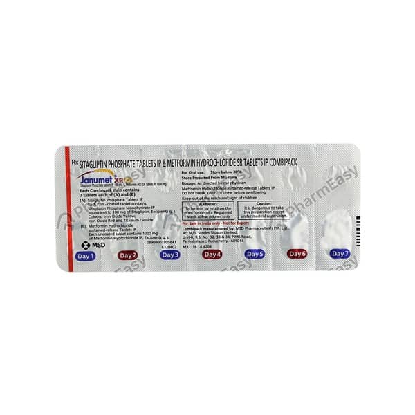 Janumet Xr Cp 100/1000mg Strip Of 7 Tablets