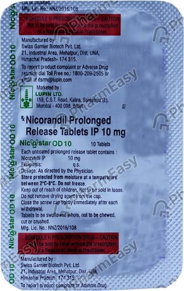 Nicostar Od 10mg Bottle Of 10 Tablets