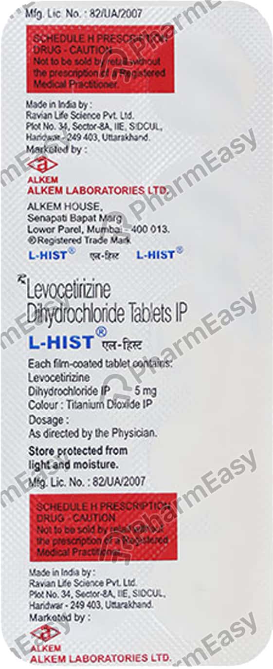 L Hist 5 MG Tablet (10) Uses, Side Effects, Price & Dosage PharmEasy