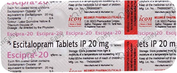 Escipra 20Mg Strip Of 10 Tabletss
