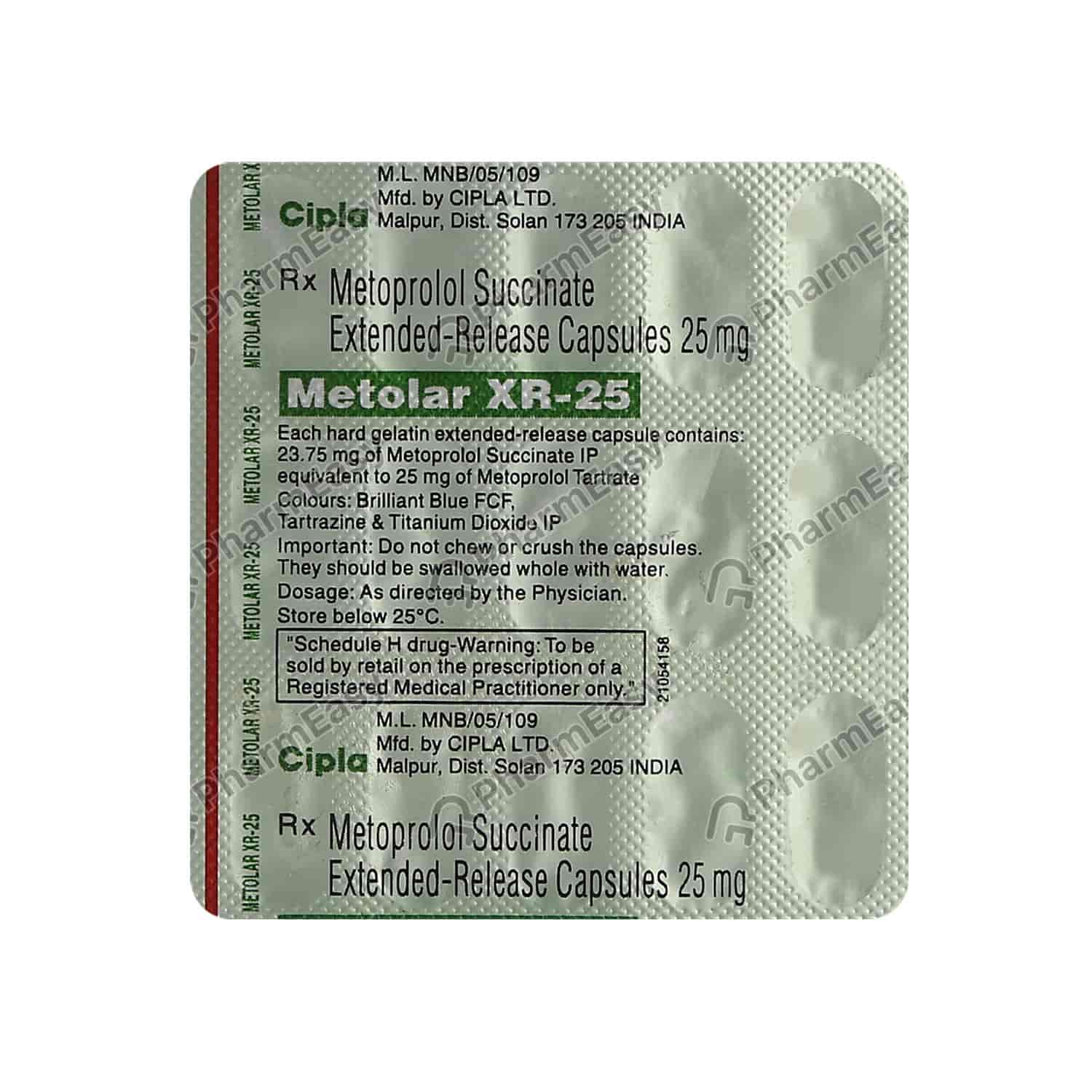 Metolar Xr 25mg Cap 15`S - Uses, Side Effects, Dosage, Composition ...