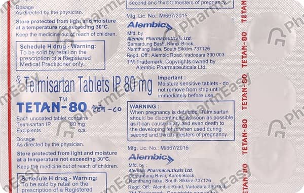 Tetan 80mg Strip Of 15 Tablets