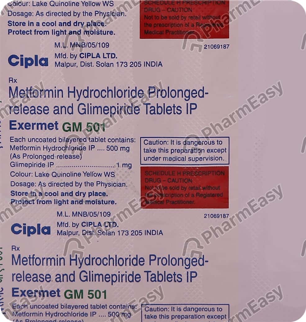 Exermet Gm 501mg Strip Of 15 Tablets: Uses, Side Effects, Price ...