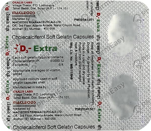 D3 Extra 60k Strip Of 4 Softgel Capsules
