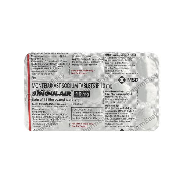 Singulair 10mg Strip Of 15 Tablets