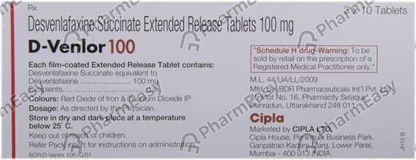 D Venlor 100Mg Strip Of 10 Tablets
