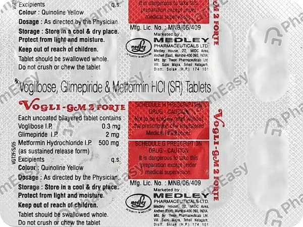वोगली ग्राम 2एमजी फोर्टे की स्ट्रिप 10 टैबलेट्स