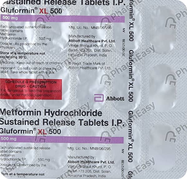 Gluformin Xl 500mg Strip Of 15 Tablets