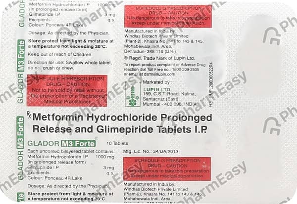 Glador M 3Mg Forte Strip Of 10 Tablets