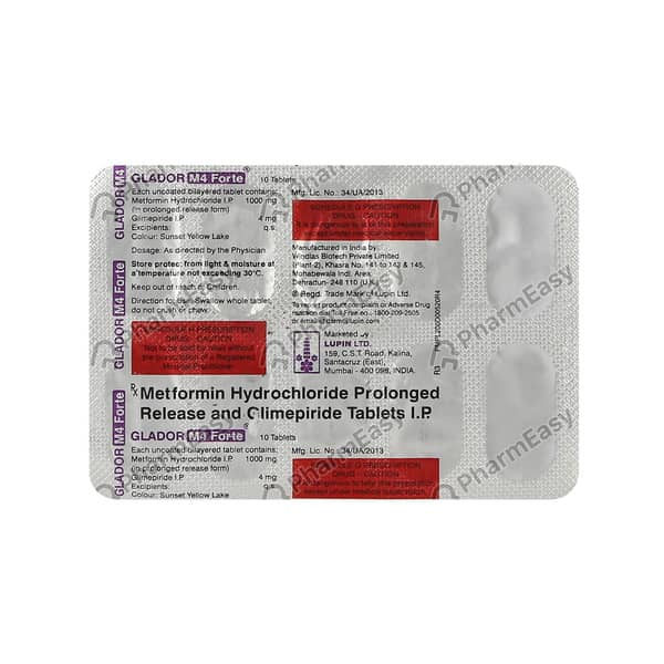 Glador M 4Mg Forte Strip Of 10 Tablets