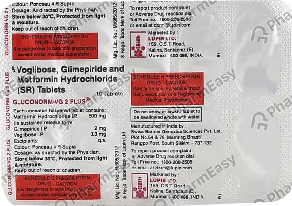 Gluconorm Vg 2mg Plus Strip Of 10 Tablets