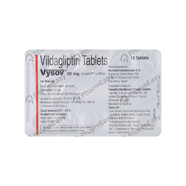 Vysov 50mg Strip Of 14 Tablets