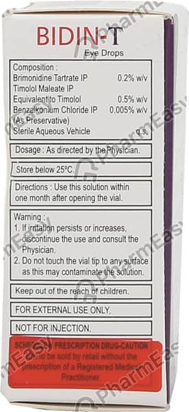 Bidin T Bottle Of 5ml Eye Drops