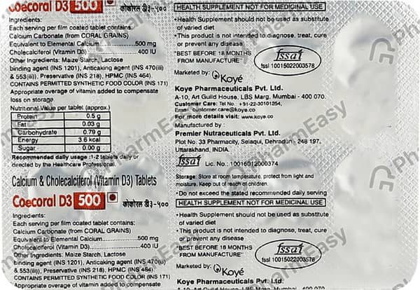 Coecoral D3 500mg Strip Of 10 Tablets