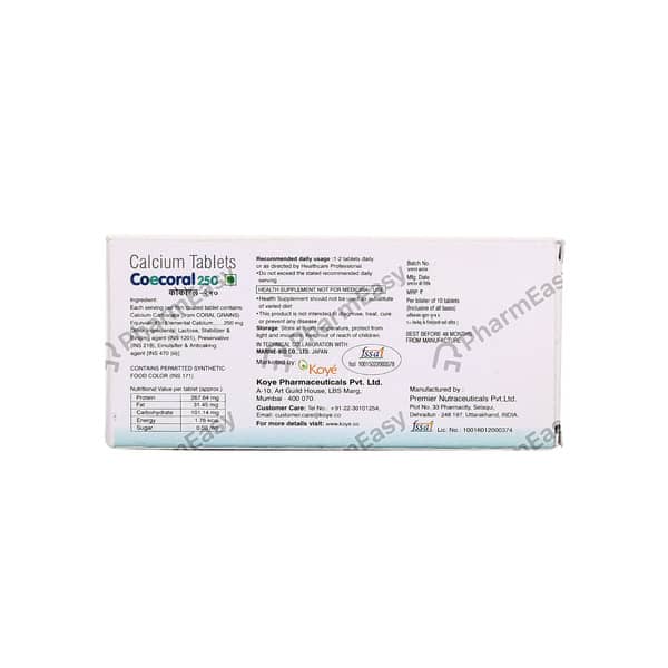 Coecoral 250mg Strip Of 10 Tablets