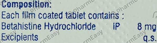 Betahistol 8mg Strip Of 10 Tablets