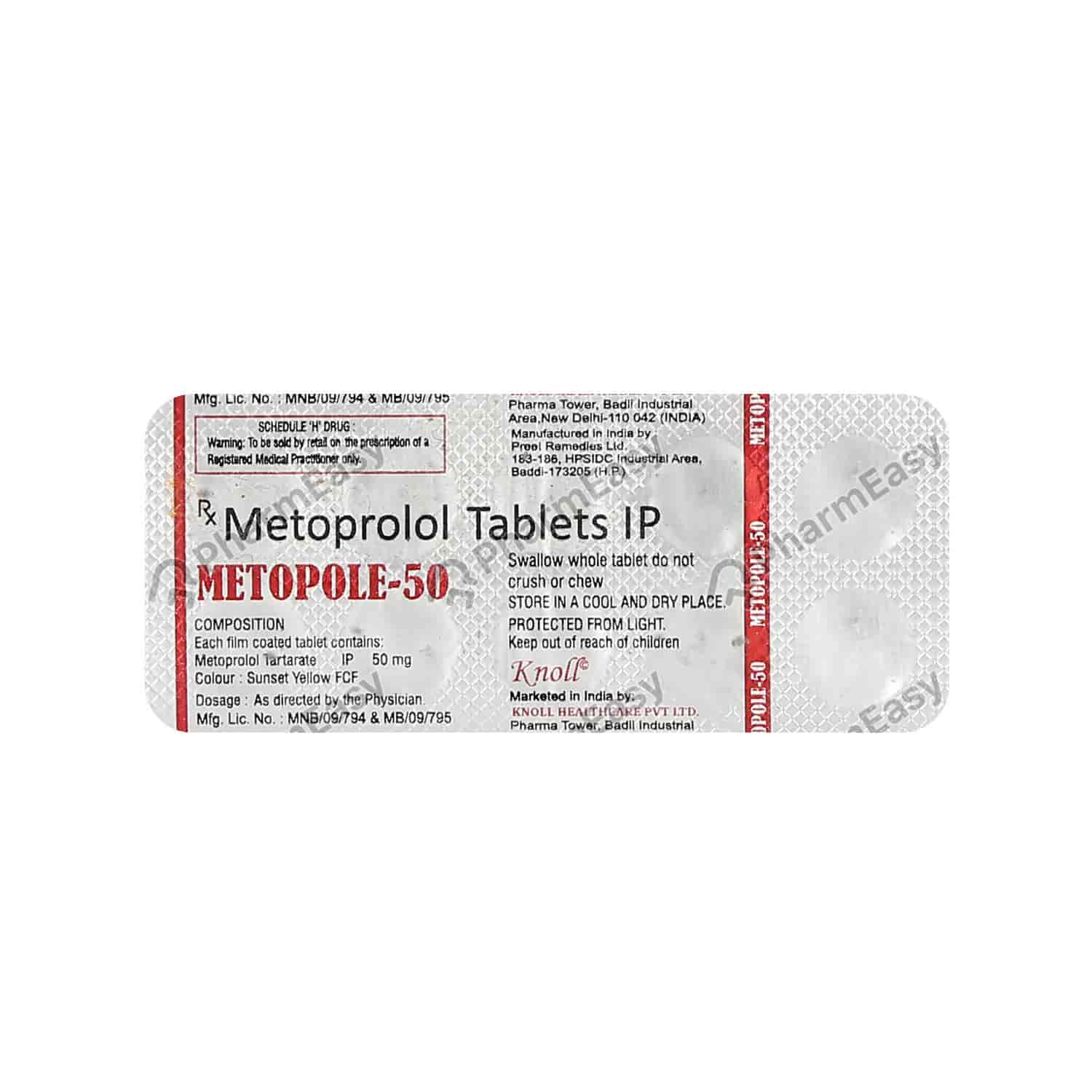 Metol Tab Metopole 50mg Tab - Uses, Side Effects, Dosage, Composition & Price ...