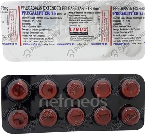 प्रेगालिफ्ट इआर 75एमजी की स्ट्रिप 10 टैबलेट्स