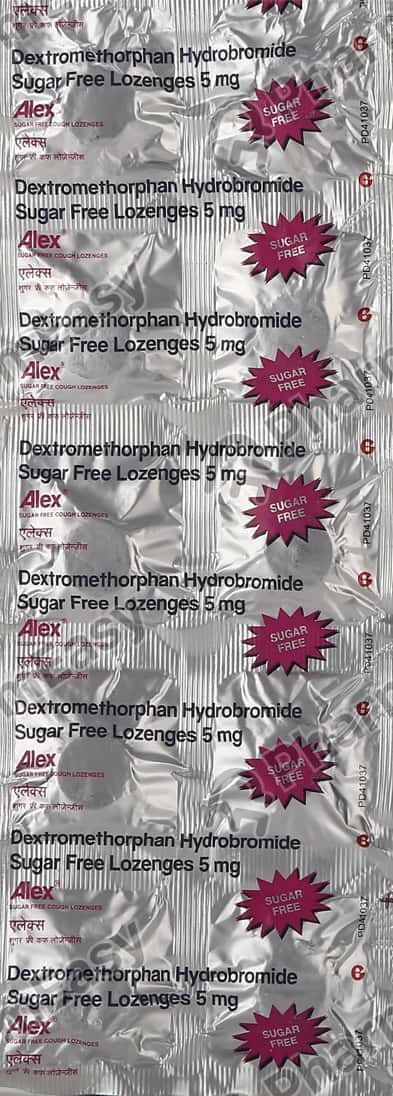 Alex 5mg Sugar Free Strip Of 10 Cough Lozenges