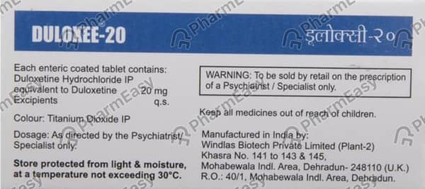 Duloxee 20mg Strip Of 10 Tablets