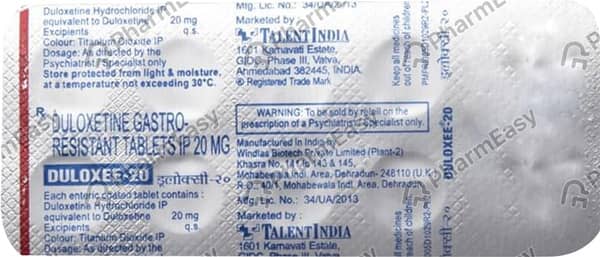 Duloxee 20mg Strip Of 10 Tablets