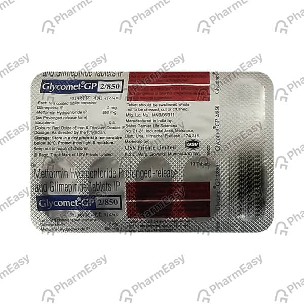 Glycomet Gp 2/850Mg Strip Of 15 Tablets