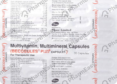 Becosules Plus Strip Of 30 Softgel Capsules