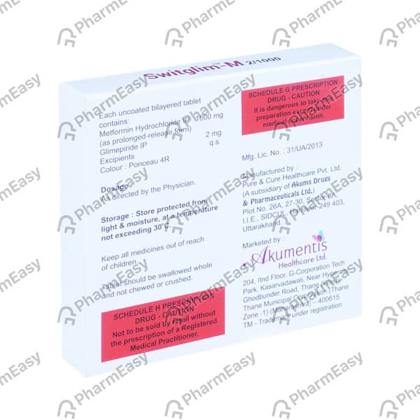 Switglim M 2/1000mg Strip Of 10 Tablets