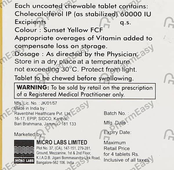 Micro D3 Strip Of 4 Chewable Tablets