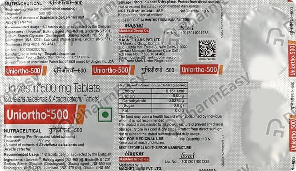 Uniortho 500mg Strip Of 10 Tablets