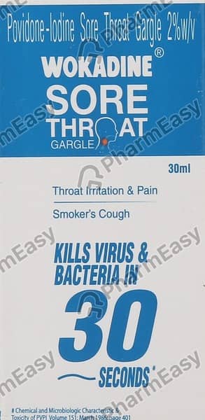 Wokadine 2% Sore Throat Gargle 30Ml
