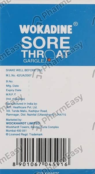 Wokadine 2% Sore Throat Gargle 30Ml