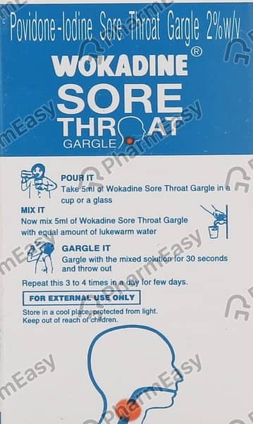 Wokadine 2% Sore Throat Gargle 30Ml