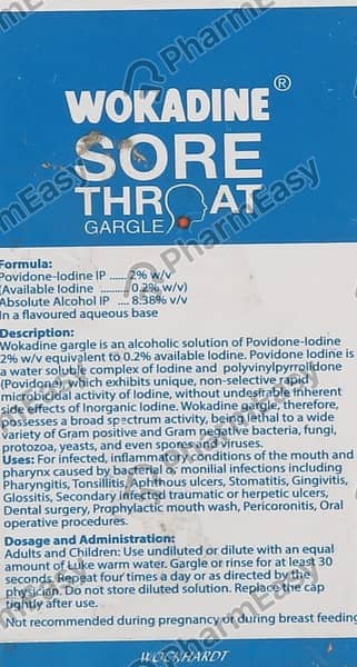 Wokadine 2% Sore Throat Gargle 30Ml