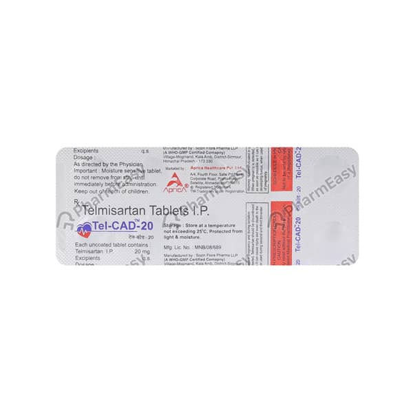 Tel Cad 20mg Strip Of 10 Tablets