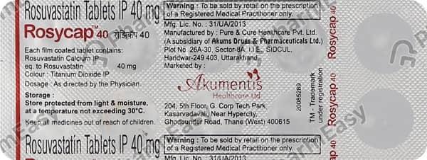 Rosycap 40mg Strip Of 10 Tablets
