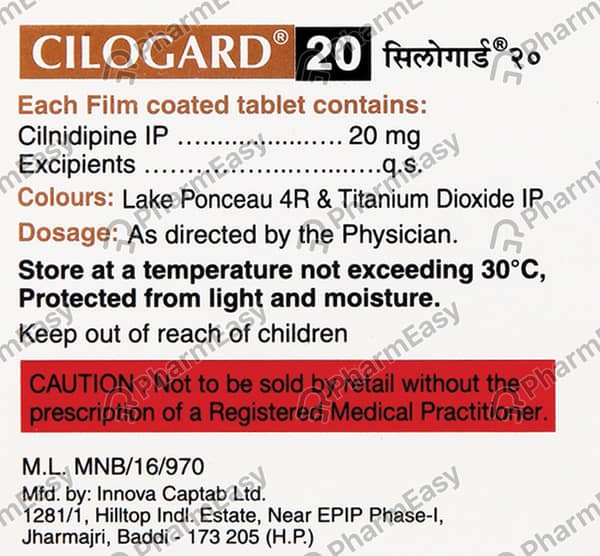 Cilogard 20Mg Strip Of 10 Tablets