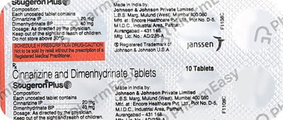 Stugeron Plus Strip Of 10 Tablets