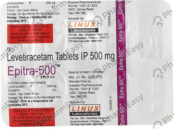 Epitra 500mg Strip Of 10 Tablets