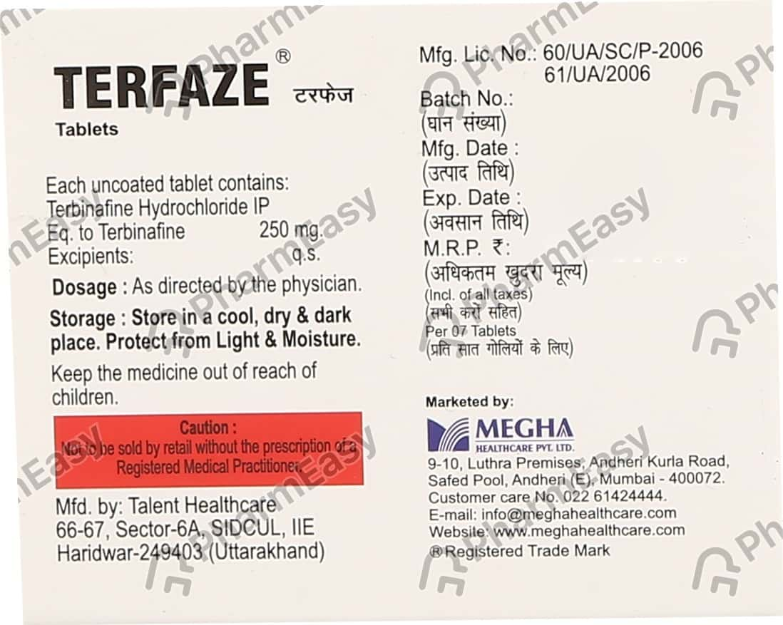 Terfaze 250mg Strip Of 7 Tablets