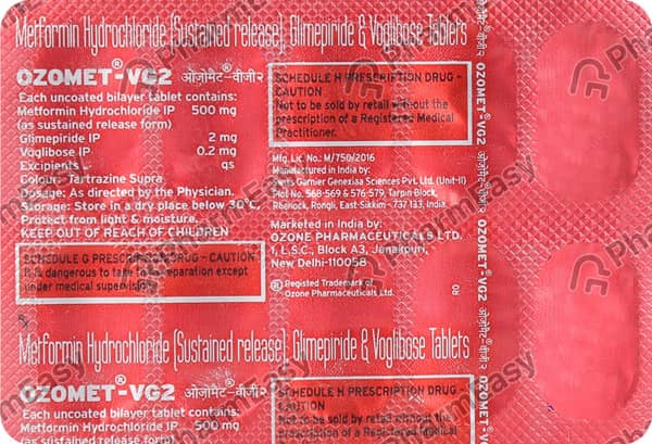 ओजोमेट वीजी 2एमजी की स्ट्रिप 10 टैबलेट्स