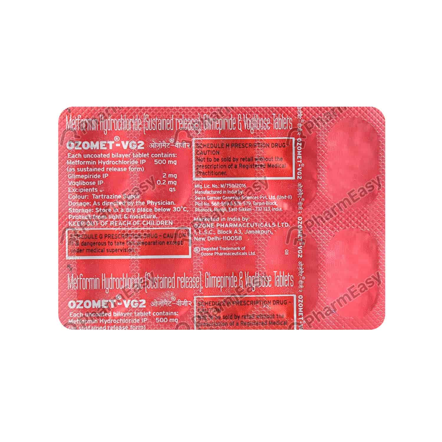 Buy Ozomet Vg2 Tab Online at Flat 18 OFF* PharmEasy