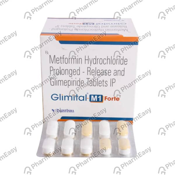 Glimital M 1Mg Forte Strip Of 10 Tablets